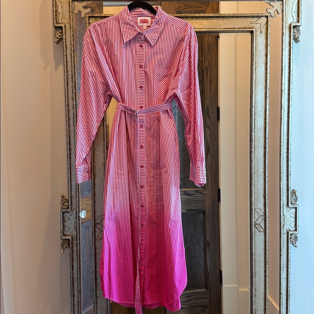 Solid & Striped Pink and White Striped Shirt Dress